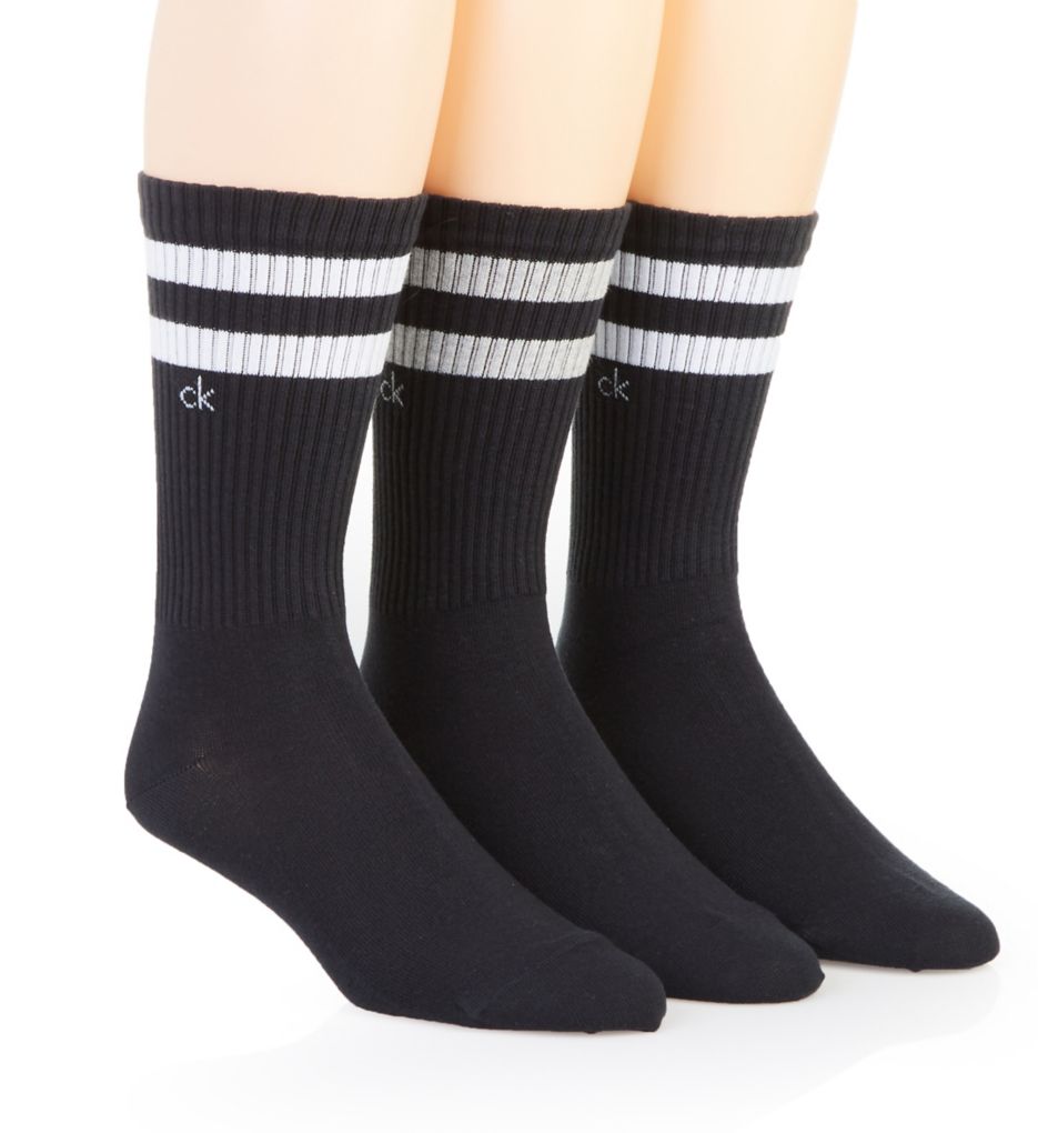 Stripe Casual Crew Socks - 3 Pack-acs