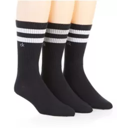 Stripe Casual Crew Socks - 3 Pack BkAst5 O/S