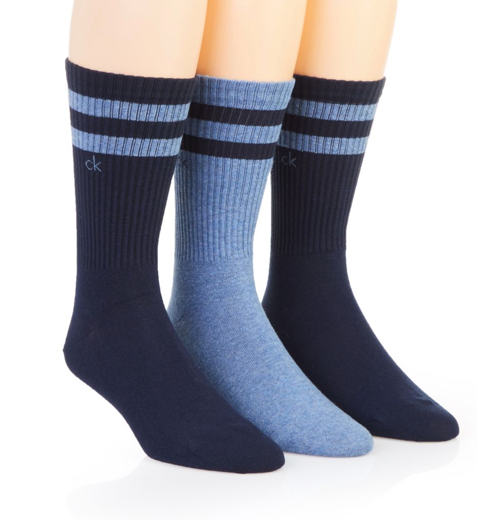 Stripe Casual Crew Socks - 3 Pack-acs