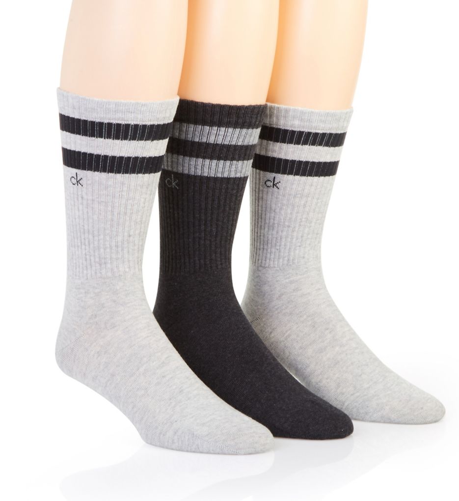 Stripe Casual Crew Socks - 3 Pack-acs