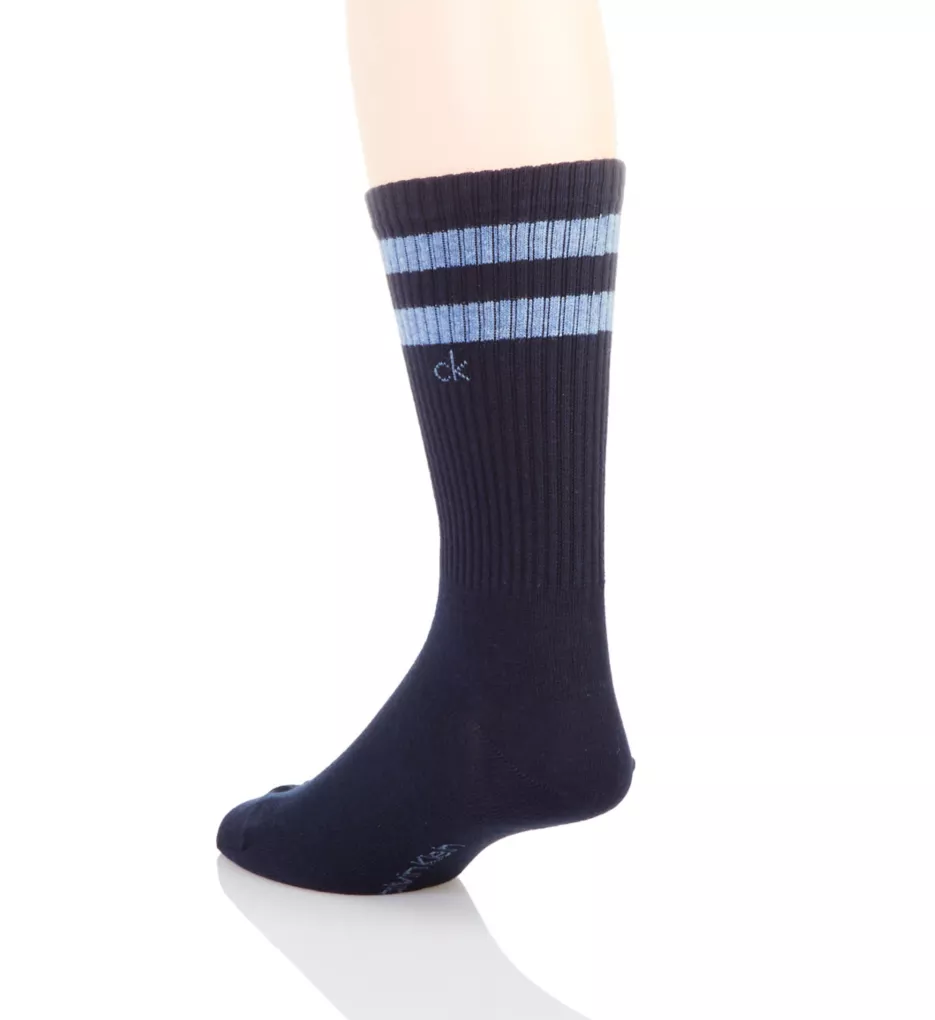 Stripe Casual Crew Socks - 3 Pack NavAA3 O/S