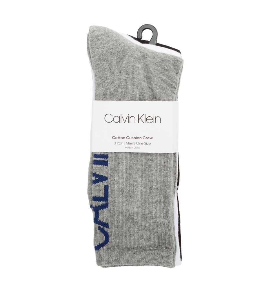 Calvin Klein Logo Cushion Crew Socks - 3 Pack GHA2 O/S  - Image 1