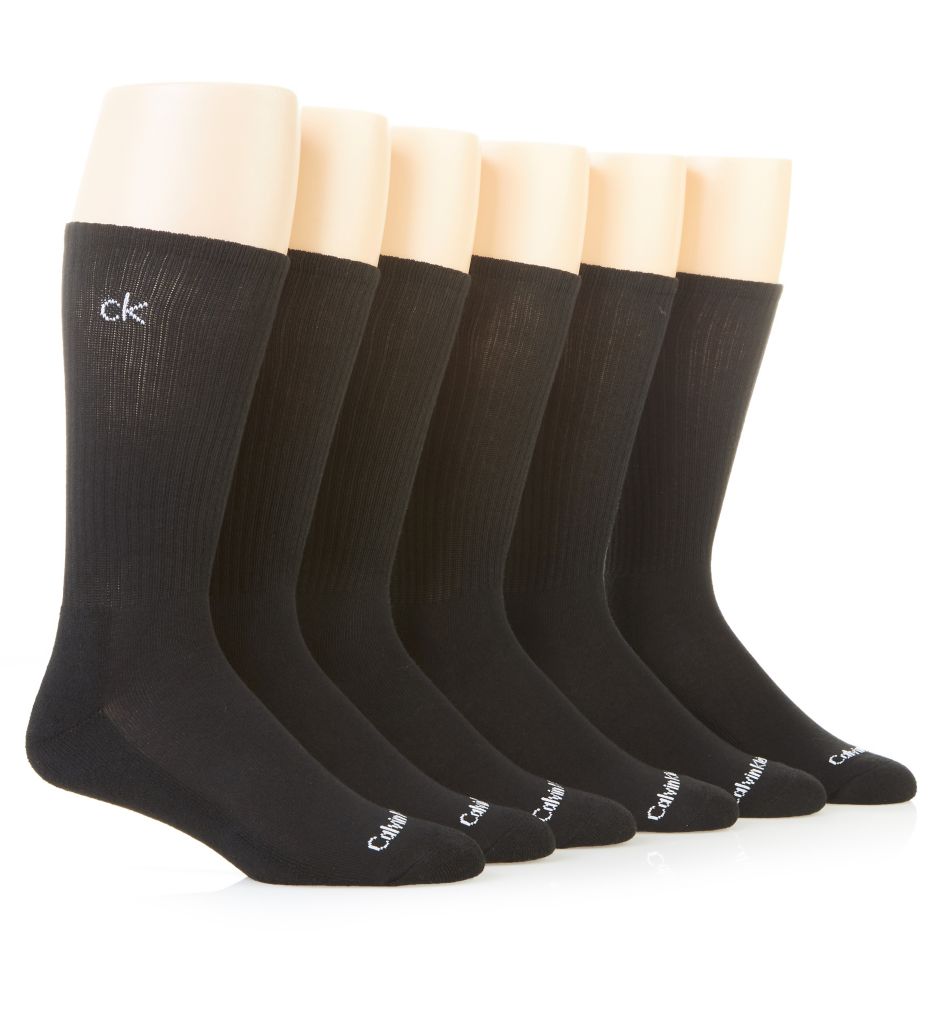 Solid Cushion Crew Socks - 6 Pack-acs