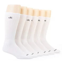 Solid Cushion Crew Socks - 6 Pack White O/S