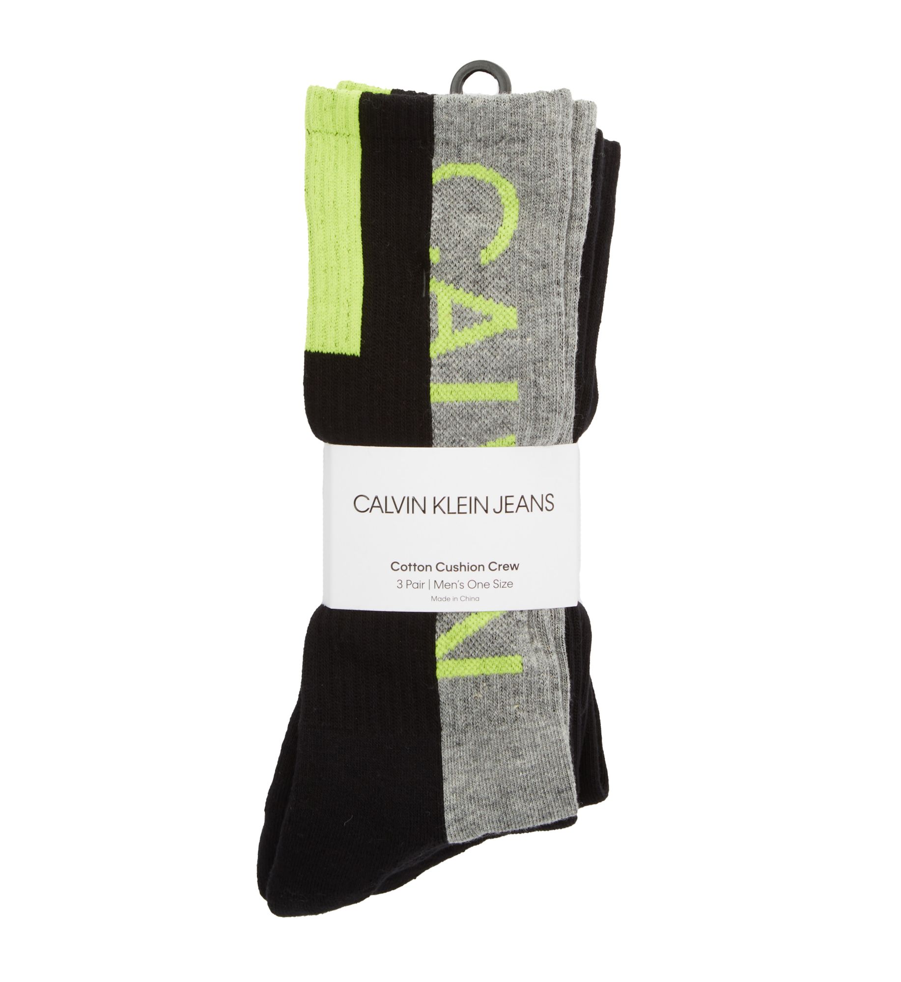 Calvin Klein Logo Sport Cushion Crew Socks - 3 Pack Black Assort O/S  - Image 1