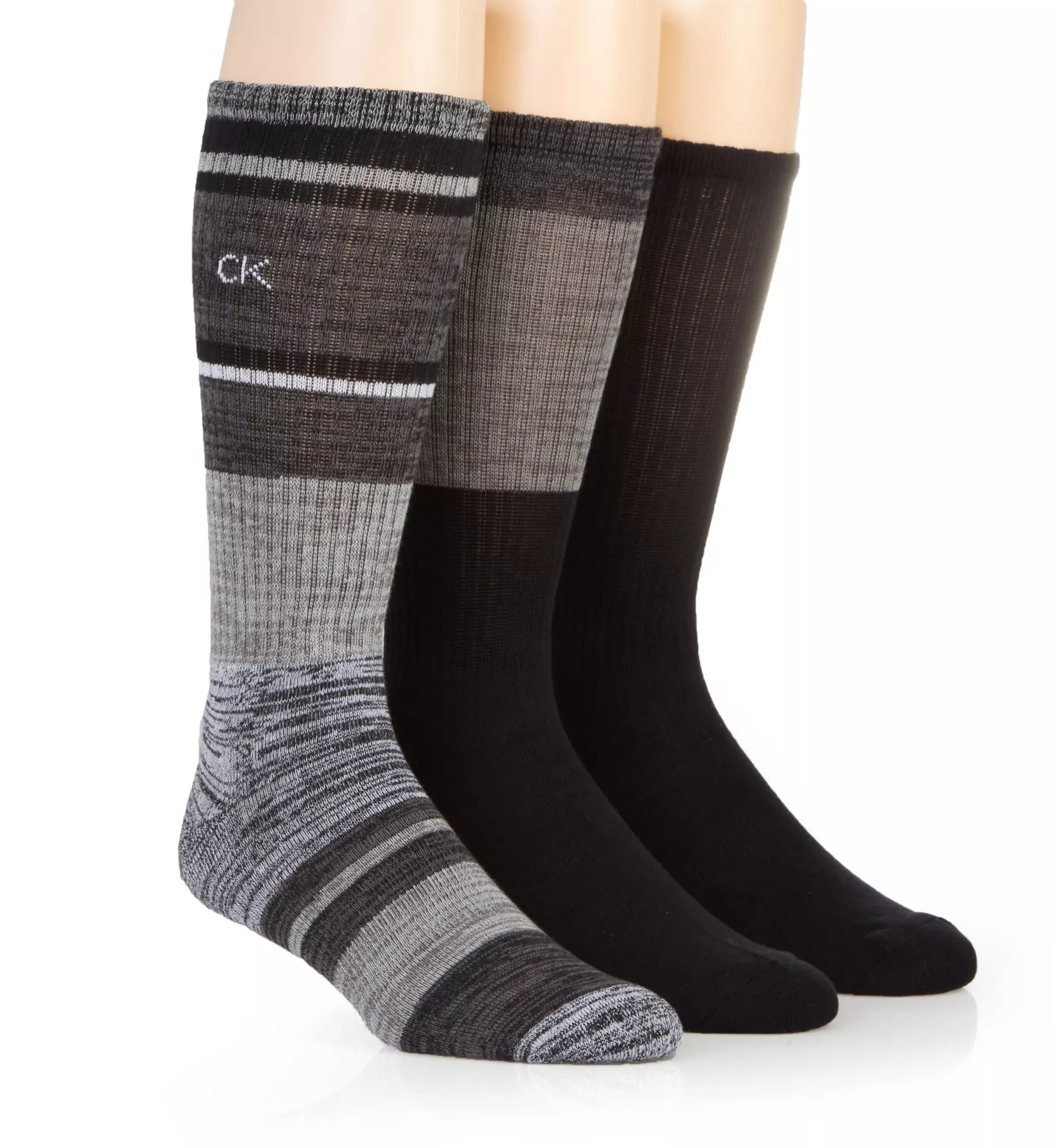 Calvin Klein Cushion No Show Socks Oatmeal Heather/Blue Mix 3 Pack - CKM233NS01003