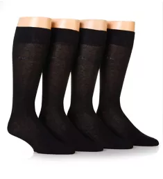 Flat Knit Dress Crew Sock - 4 Pack BLK O/S