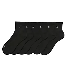 Basic Cushion Quarter Sock - 6 Pack Black O/S
