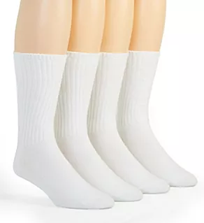 Men's Casual Crew Socks - 4 Pack White O/S