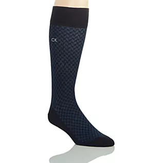 Mens Flat Knit Dress Crew Socks Navy O/S