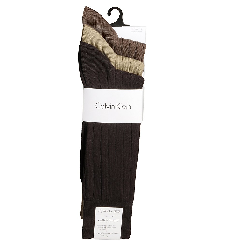 Calvin Klein A91116 Cotton Rich Dress Rib 3 Pack (Chocolate)