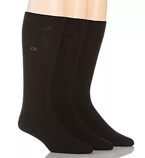 Flat Knit Crew Length Sock - 3 Pack Black O/S
