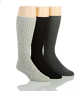 Cotton Rich Casual Rib Socks - 3 Pack Charcoal O/S