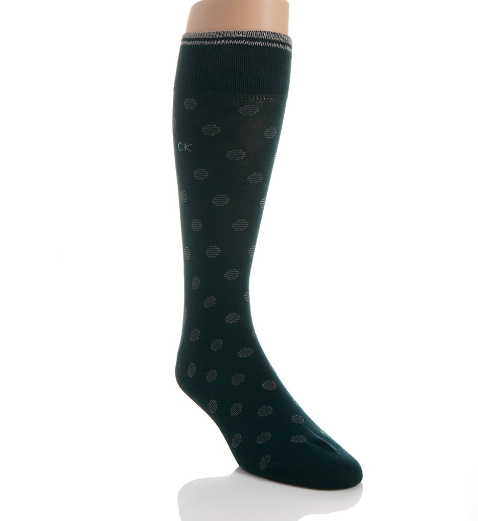 Calvin Klein ACA159 Striped Cuff Dot Crew Sock (Spruce)