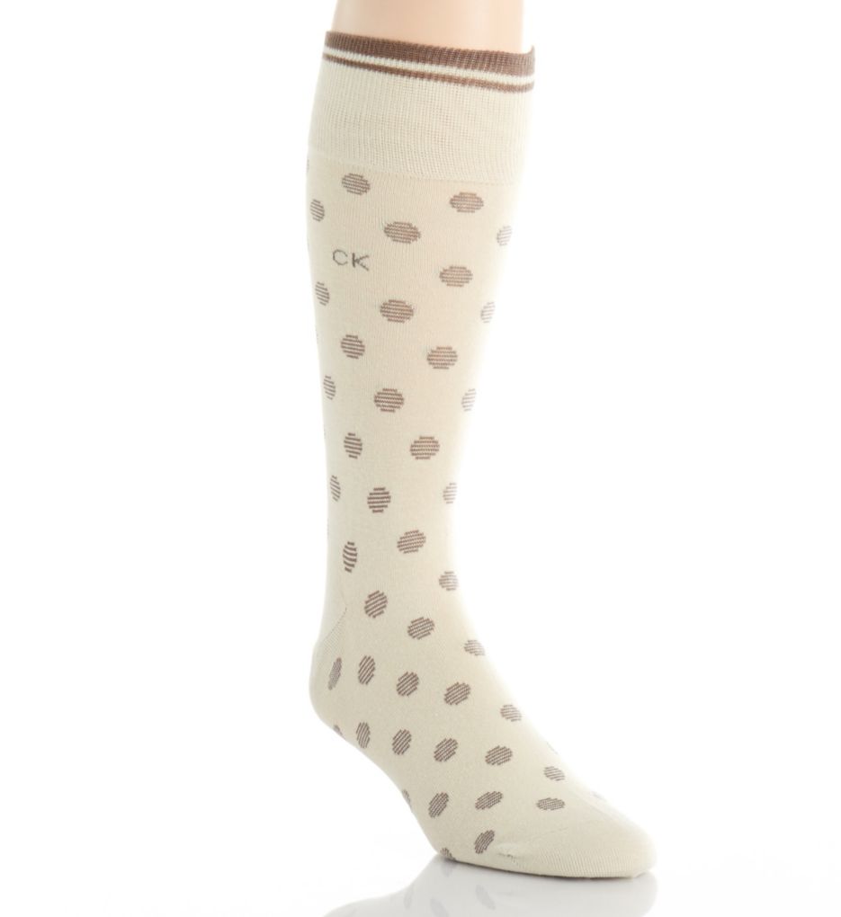 Striped Cuff Dot Crew Sock-acs