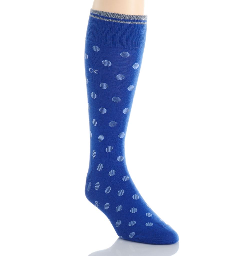 Striped Cuff Dot Crew Sock-acs