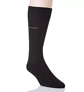 Giza Cotton Flat Knit Crew Sock Black O/S