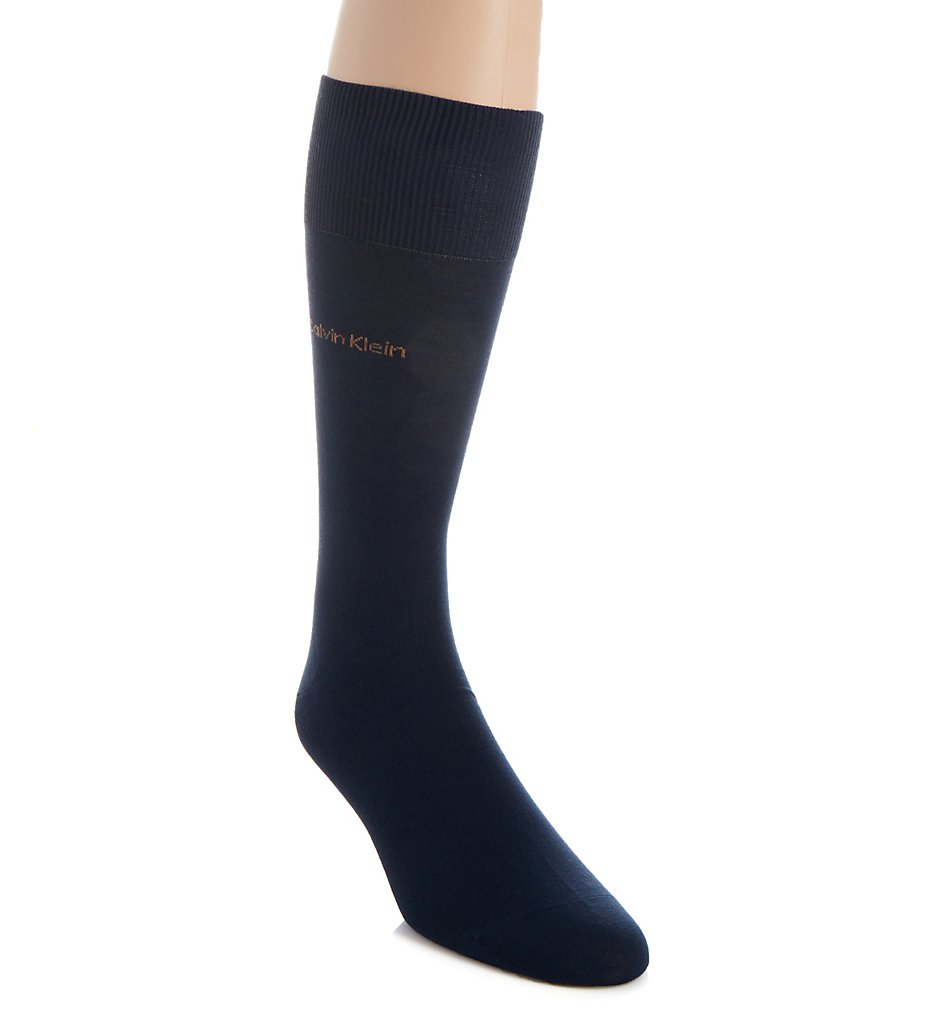 Calvin Klein ACL117 Giza Cotton Flat Knit Crew Sock (Blue Suede)