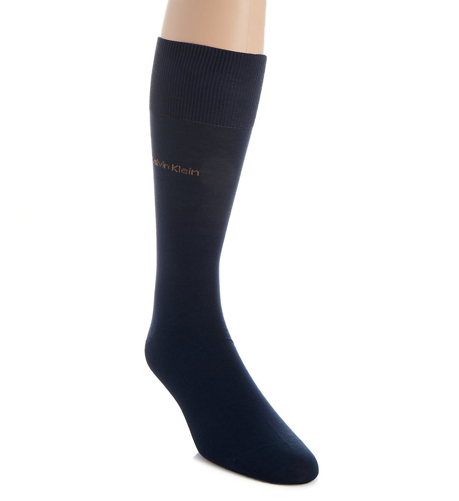 Calvin Klein ACL117 Giza Cotton Flat Knit Crew Sock (Blue Suede)