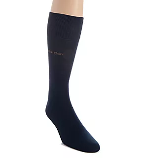 Giza Cotton Flat Knit Crew Sock Blue Suede O/S