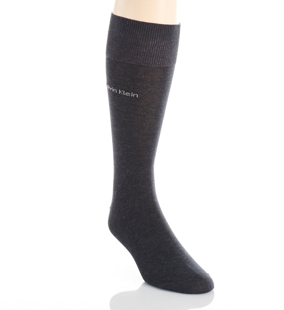 Calvin Klein ACL117 Giza Cotton Flat Knit Crew Sock (Graphite Heather)