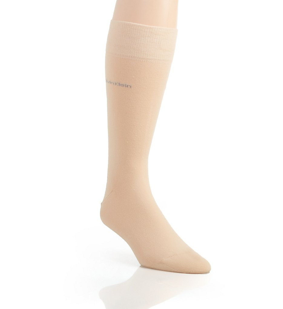 Calvin Klein ACL117 Giza Cotton Flat Knit Crew Sock (Limestone)