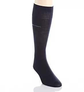 Giza Cotton Flat Knit Crew Sock Navy O/S