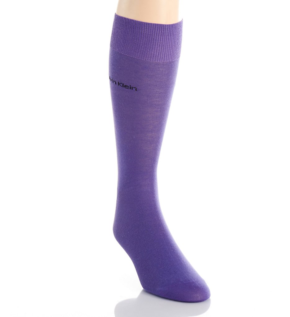 Calvin Klein ACL117 Giza Cotton Flat Knit Crew Sock (Purple)