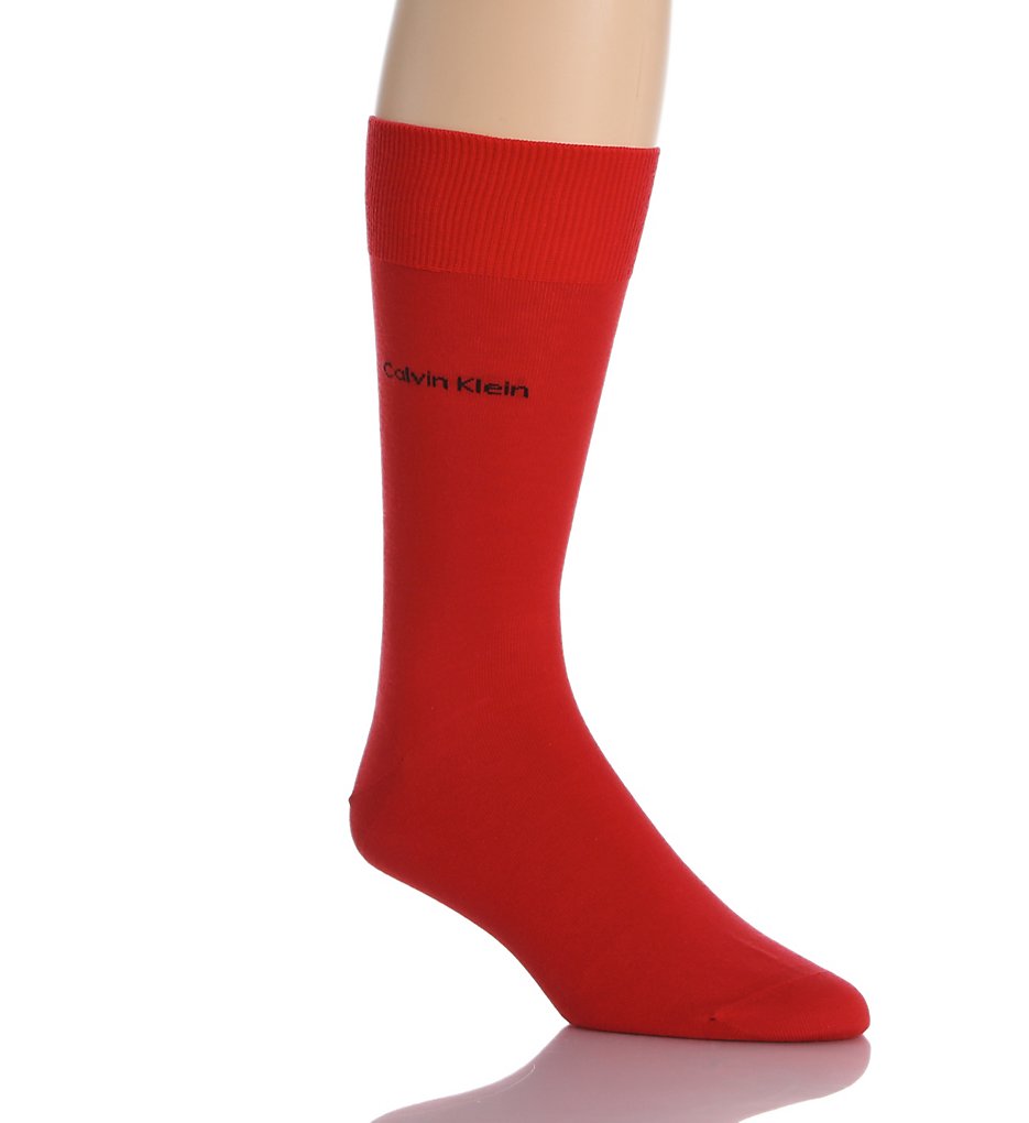Calvin Klein ACL117 Giza Cotton Flat Knit Crew Sock (Red)