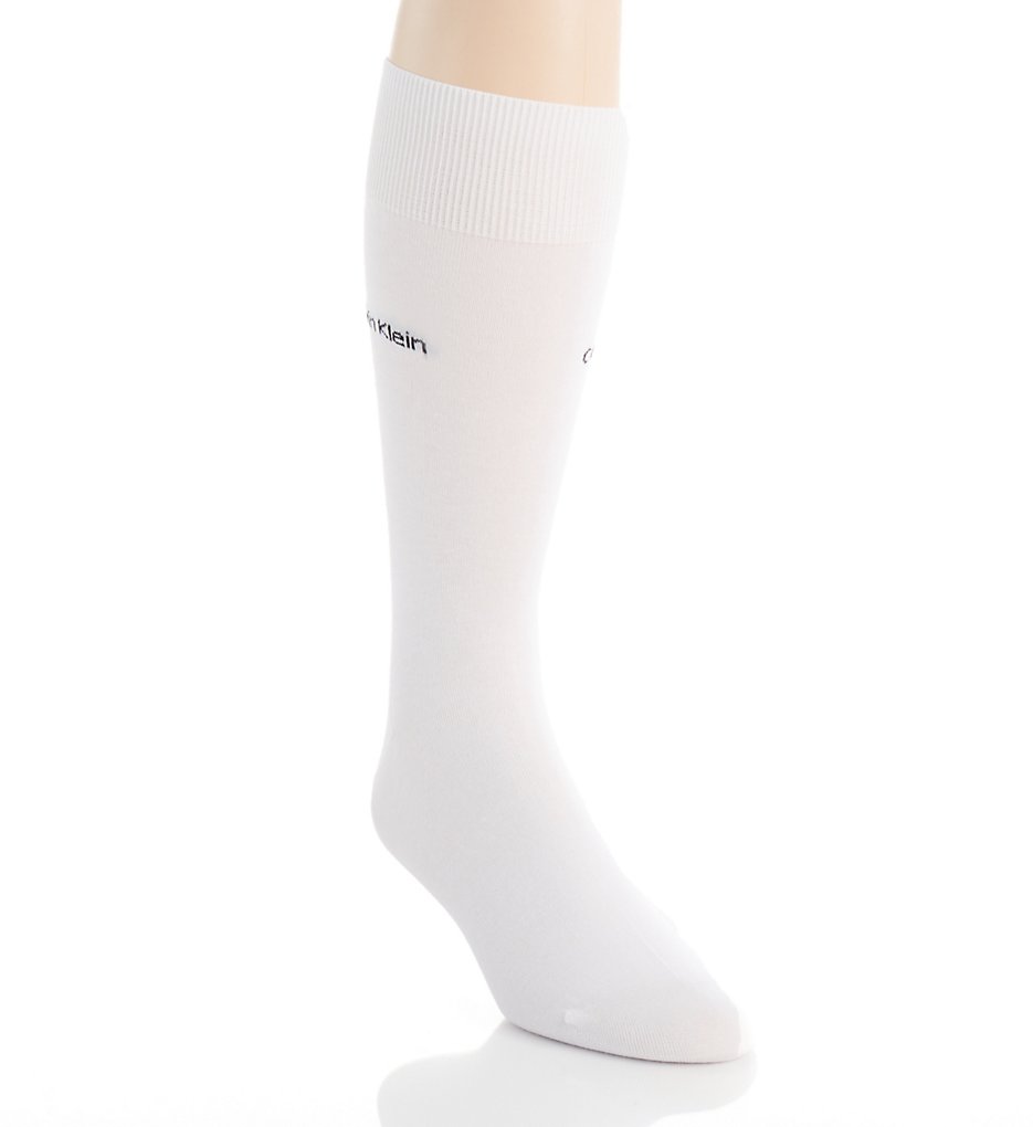 Calvin Klein ACL117 Giza Cotton Flat Knit Crew Sock (White)