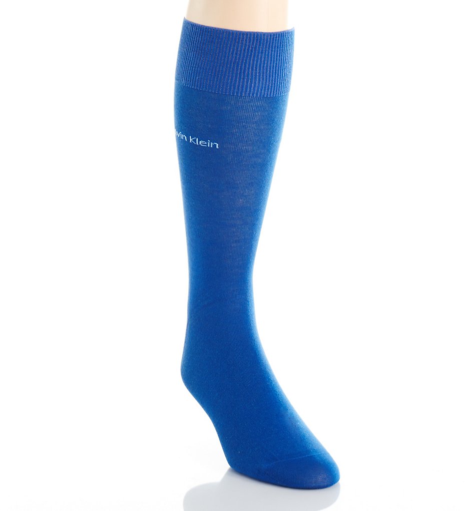 Calvin Klein ACL117 Giza Cotton Flat Knit Crew Sock (True Royal)