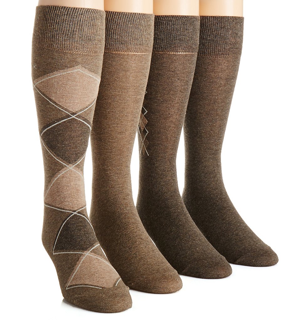 Calvin Klein ACP192 Argyle Crew Dress Socks - 4 Pack (Assorted)