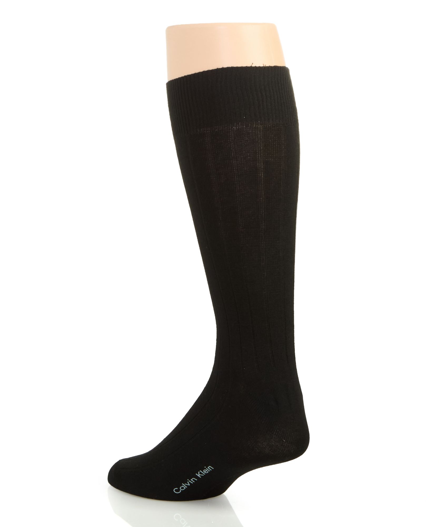 Calvin Klein Solid Ribbed Dress Crew Socks - 4 Pack Black O/S  - Image 2