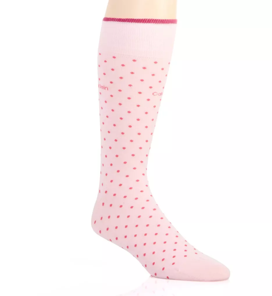 Giza Pin Dot Crew Sock Rose Pink O/S