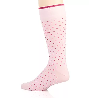 Giza Pin Dot Crew Sock Rose Pink O/S
