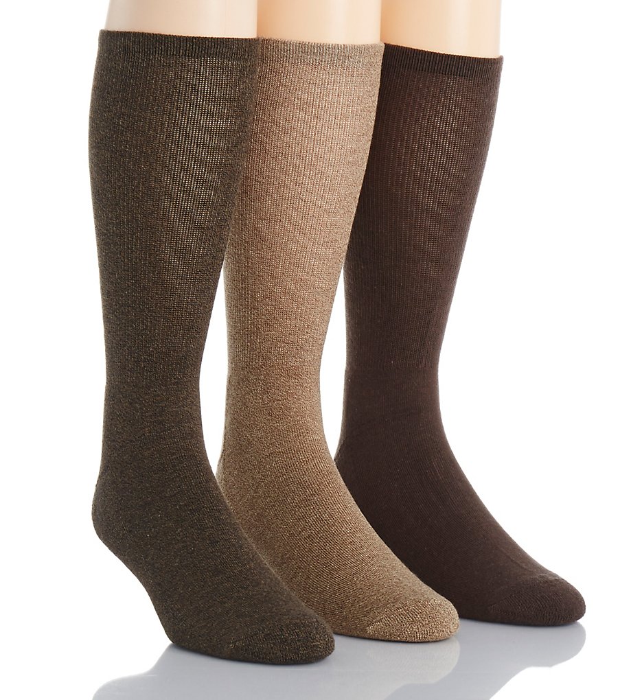 Calvin Klein ACY270 Pima Cotton Blend Socks - 3 Pack (Brown Assort)