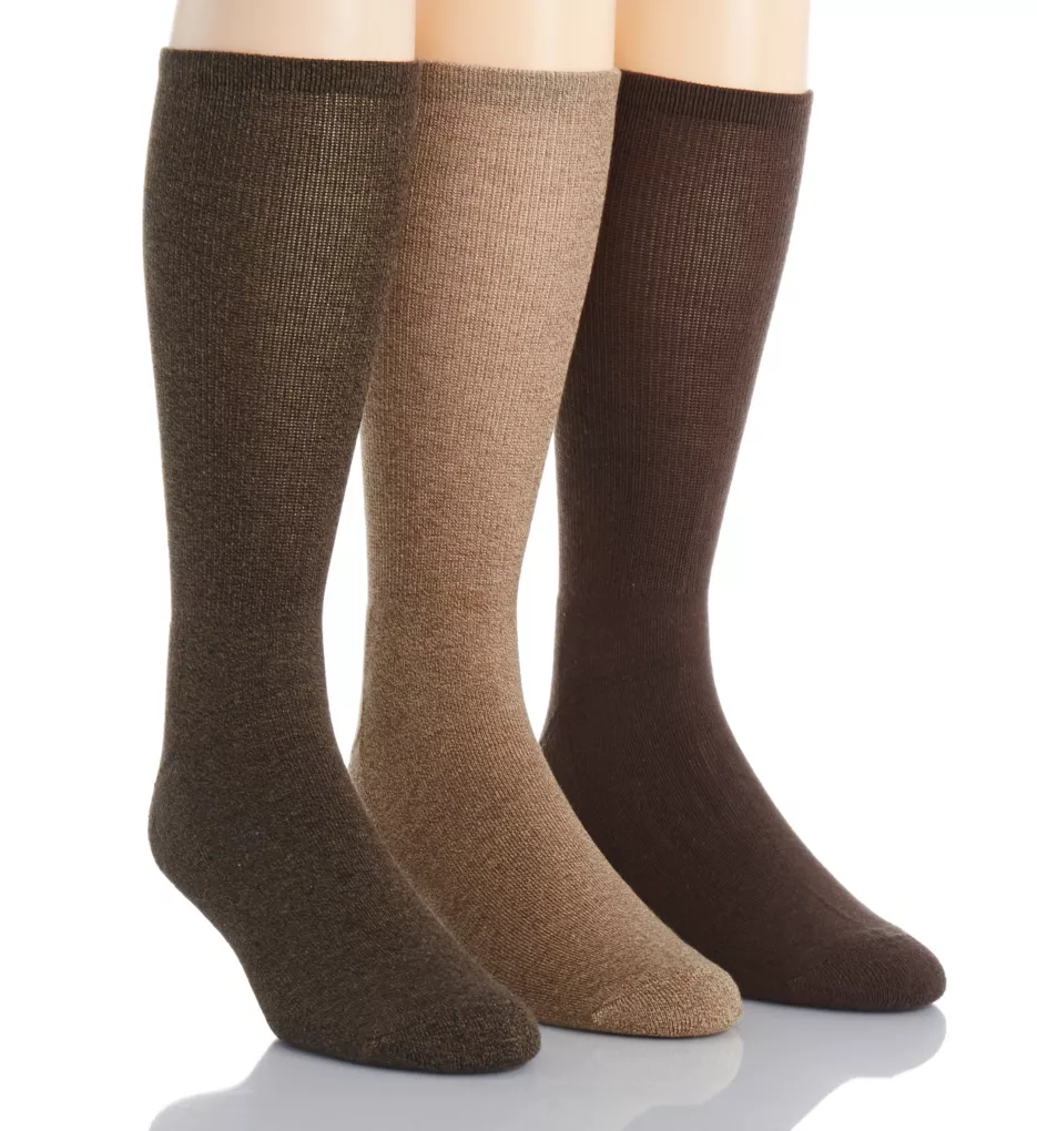 Pima Cotton Blend Socks - 3 Pack Brown Assort O/S