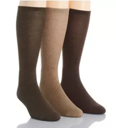 Pima Cotton Blend Socks - 3 Pack Brown Assort O/S