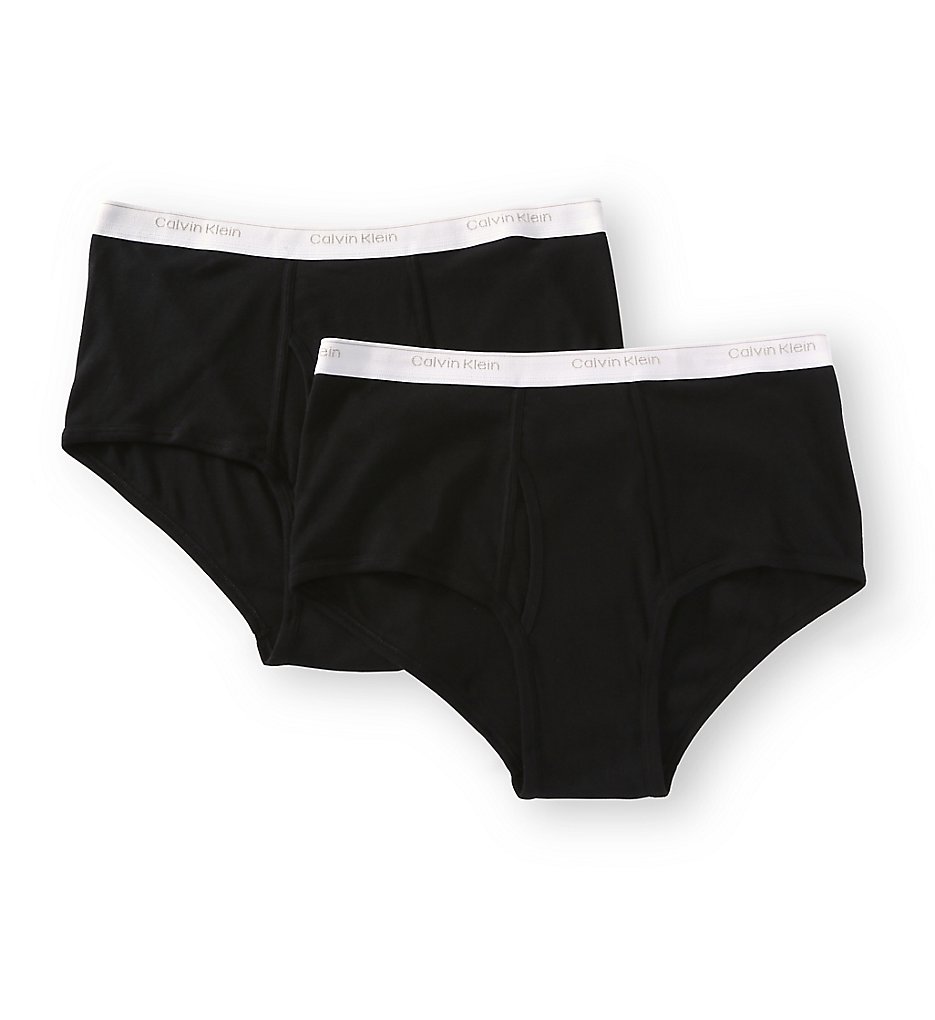 Calvin Klein NB1102 Big and Tall 100% Cotton Briefs - 2 Pack (Black 54 Waist)