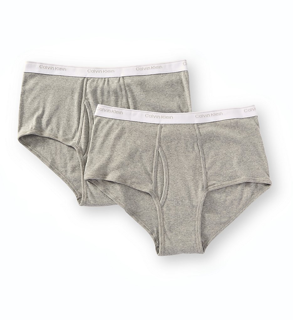 Calvin Klein NB1102 Big and Tall 100% Cotton Briefs - 2 Pack (Heather Grey 50 Waist)