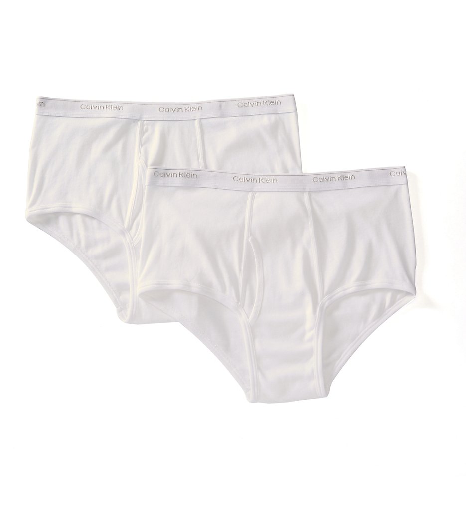 Calvin Klein NB1102 Big and Tall 100% Cotton Briefs - 2 Pack (White 50 Waist)