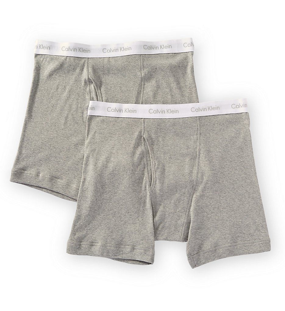 Calvin Klein NB1103 Big Man 100% Cotton Boxer Briefs - 2 Pack (Heather Grey)