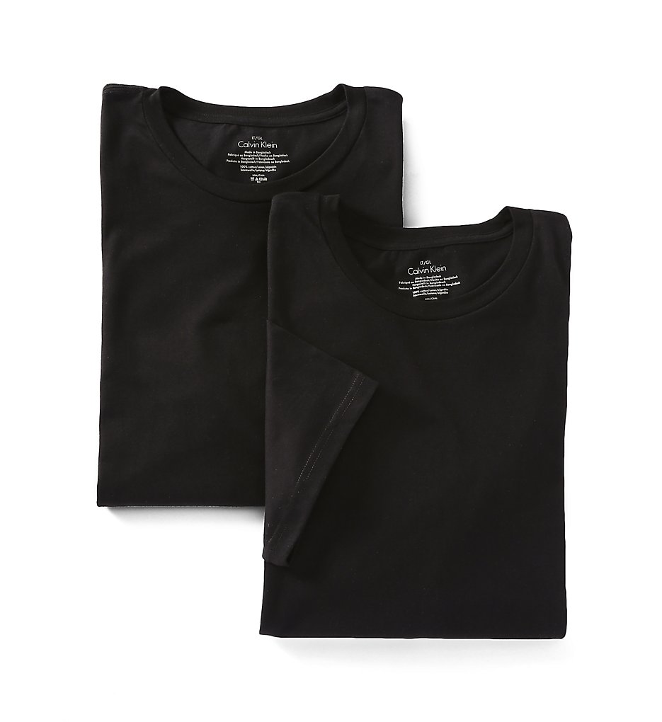 Calvin Klein NB1104 Tall Man 100% Cotton Crew - 2 Pack (Black)