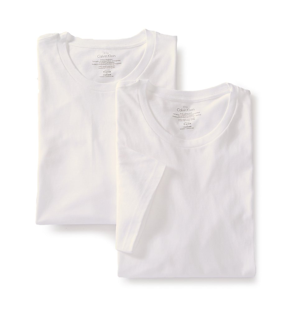 Calvin Klein NB1104 Tall Man 100% Cotton Crew - 2 Pack (White)