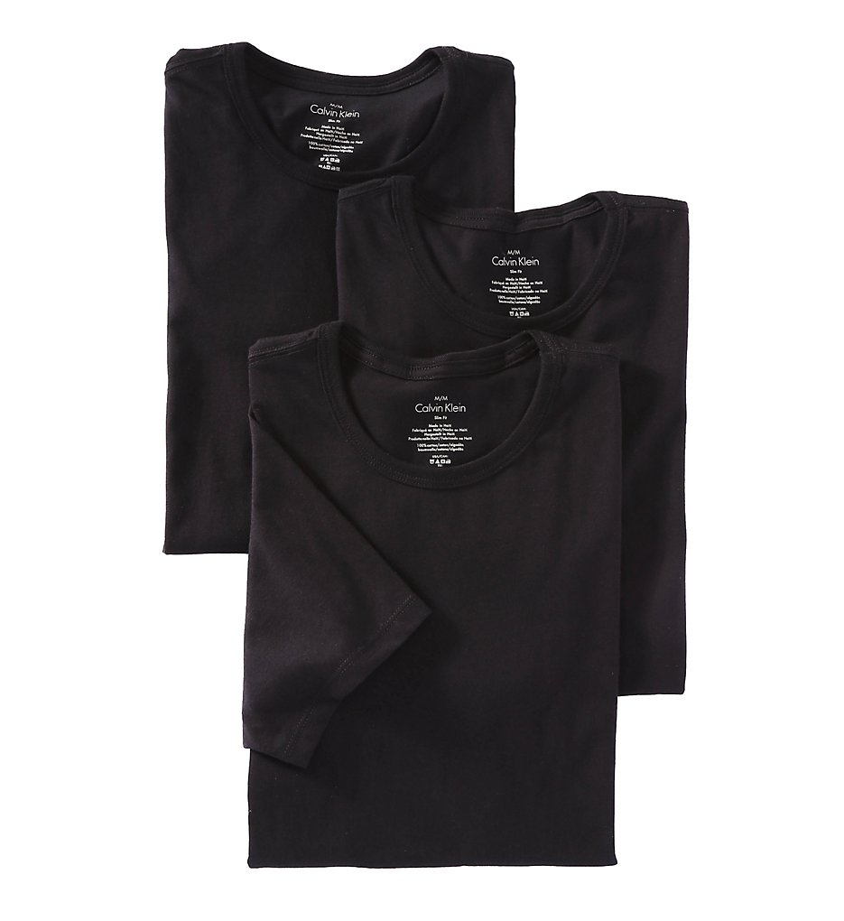 Calvin Klein NB1176 Cotton Classic Slim Fit Crew Neck T-Shirt - 3 Pack (Black)