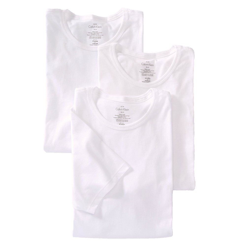Calvin Klein NB1176 Cotton Classic Slim Fit Crew Neck T-Shirt - 3 Pack (White)