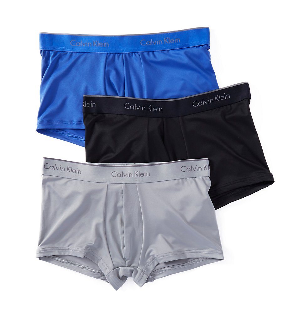 Calvin Klein NB1289 Microfiber Stretch Low Rise Trunks - 3 Pack (Black/Cobalt/Grey)