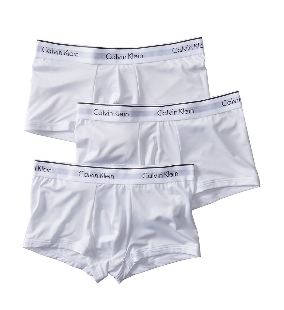 Calvin Klein NB1289 Microfiber Stretch Low Rise Trunks - 3 Pack (White)