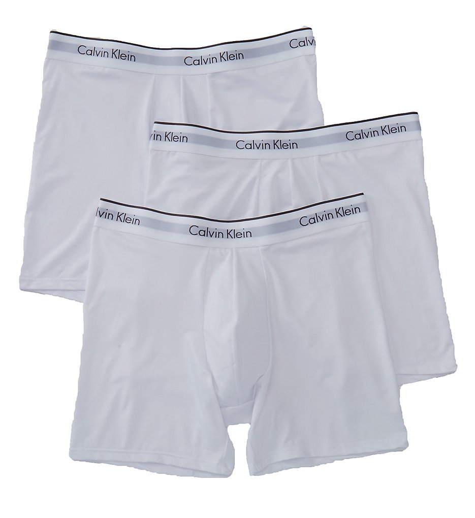 Calvin Klein NB1290 Microfiber Stretch Boxer Briefs - 3 Pack (White)