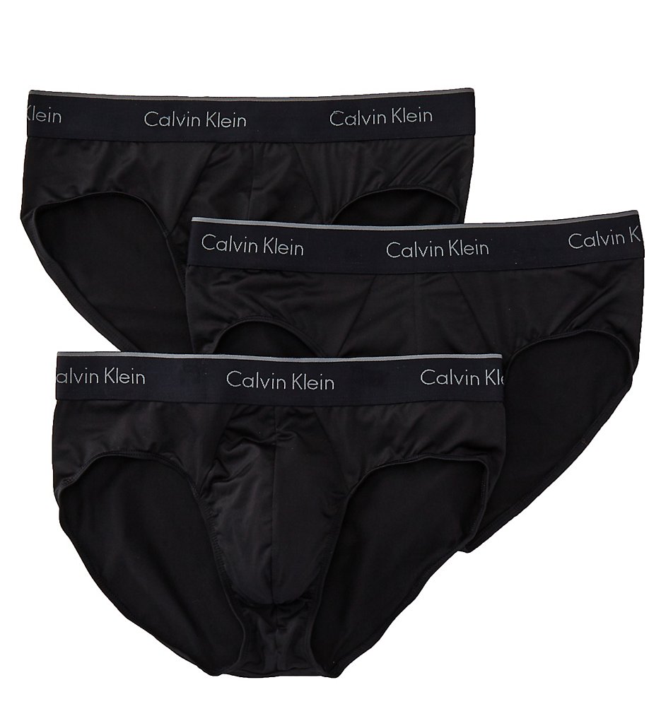 Calvin Klein NB1291 Microfiber Stretch Hip Briefs - 3 Pack (Black)